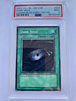 PSA 9 Dark Hole LOB-052 1st Edition MINT Yu-Gi-Oh! Legend of Blue Eyes 2002 - Image 1