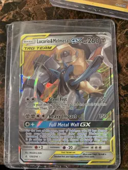 Lucario & Melmetal GX Tag Team Full Art HoloFoil 120/214 Pokemon Card - Image 1