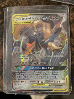 Lucario & Melmetal GX Tag Team Full Art HoloFoil 120/214 Pokemon Card - Image 3