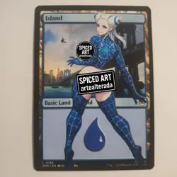 MTG Altered Art Card - Spider Woman Spiced - Island - Magic the Gathering - Image 1