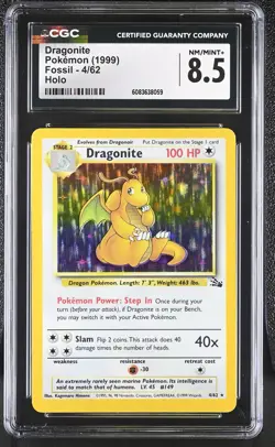 CGC 8.5 Dragonite 1999 Fossil 4/62 Holo Pokemon Card - Image 1