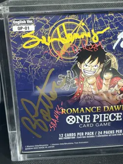 Signed Auto One Piece Card Game Op01 Romance Dawn Booster Box Blue Bottom Sealed - Image 2