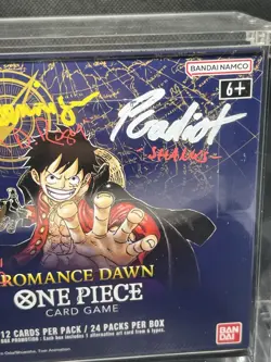 Signed Auto One Piece Card Game Op01 Romance Dawn Booster Box Blue Bottom Sealed - Image 3
