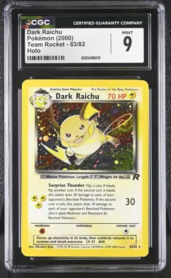 CGC 9 MINT Dark Raichu 2000 Team Rocket 83/82 Holo SWIRL Pokemon Card - Image 1