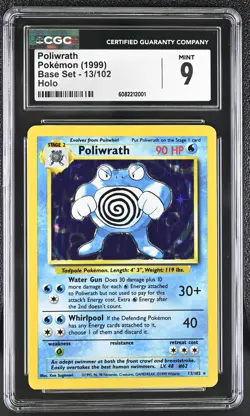 CGC 9 MINT Poliwrath 1999 Base Set 13/102 Holo Pokemon Card - Image 1