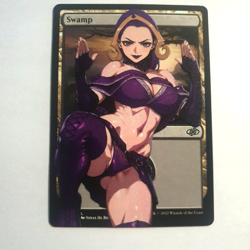 MTG Altered Art Card - Fight Ready Girl - Swamp - Magic the Gathering - Image 1