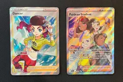 Dancer & Paldean Student - Pokemon TCG - 2 Card Lot (Full Art Rare Trainer Holo) - Image 1