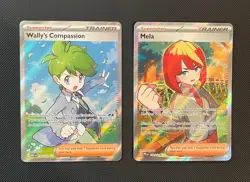 Wally’s Compassion & Mela - Pokemon TCG - 2 Card Lot (Full Art Trainer Holo) - Image 1