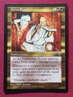 Magic The Gathering MIRAGE GRIM FEAST green/black card MTG - Image 1