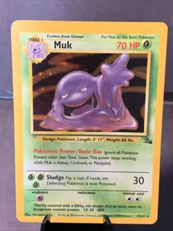 Pokemon TCG Muk #13/62 Holo Rare Fossil Base Set Unlimited WOTC VTG 1999 - Image 1