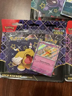 LOT OF 3 Pokemon TCG Paldean Fates Tech Sticker Collection Blister Pack Set NEW! - Image 3