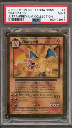 Pokemon Charizard Celebrations Ultra-Premium Coll. Gold Metal Promo #4 PSA 9 - Image 1