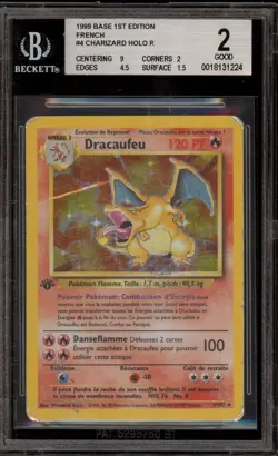Pokemon Charizard (Dracaufeu) Base Set 1st Edition FRENCH Holo Rare #4 BGS 2 - Image 1