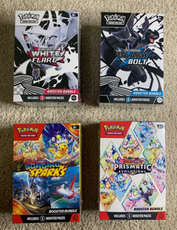 Pokemon Booster Bundle Lot of 4 - Prismatic Evolutions Black Bolt White Flare SS - Image 1