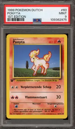 Pokemon Ponyta Base Set 1st Edition DUTCH #60 PSA 9 Mint - Image 1