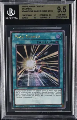 2025 YU-GI-OH! QUARTER CENTURY STAMPEDE MASK CHANGE QCSE MASK CHANGE BGS 9.5 - Image 1