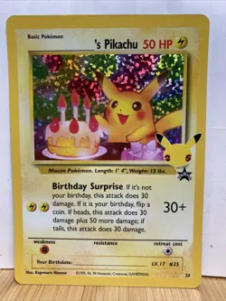 Pokemon Celebrations Promo Birthday Pikachu Foil Card Rare #24 - Image 1