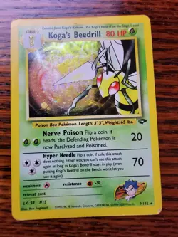 2000 Pokemon Card Holo Koga's Beedrill 9/132 Gym Heroes WOTC RARE MP - Image 1