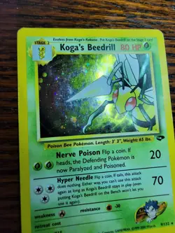 2000 Pokemon Card Holo Koga's Beedrill 9/132 Gym Heroes WOTC RARE MP - Image 2