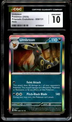 CGC 10 GEM MINT Umbreon 059/131 HOLO RARE Prismatic Evolutions Pokemon Card 241 - Image 2