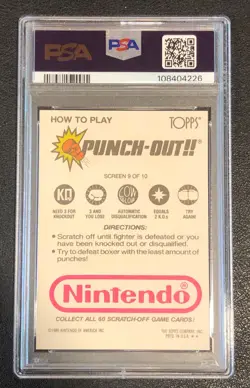 Super Macho Man 1989 Topps Nintendo Scratch-Off Punch-Out PSA 8 Graded Card #9 - Image 2