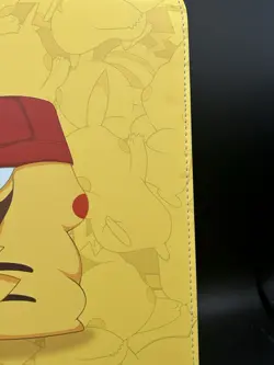 Pokemon Trading Card Binder Pikachu with Hat Yellow Leather Case with Sheets - Image 3