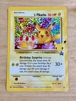 Happy Birthday Pikachu Holo 24 Celebrations Birthday Pokemon Card NM - Image 1