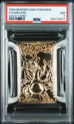 1999 BURGER KING POKEMON GOLD CARDS CHARIZARD PSA 7 - Image 1