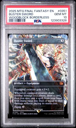 3326 Buster Sword 2025 Magic: The Gathering Final Fantasy #0351 Woodblock PSA 10 - Image 1