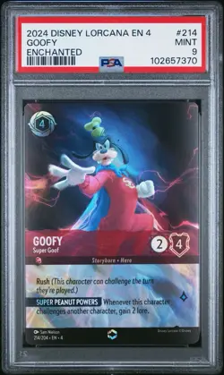 Lorcana Ursula's Return Goofy Super Good Enchanted 214 PSA 9 Mint - Image 1