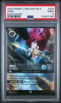 Lorcana Ursula's Return Ariel Sonic Warrior Enchanted 220 PSA 9 Mint - Image 1