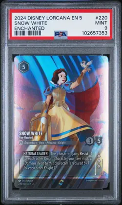 Lorcana Shimmering Skies Snow White Fair-Hearted Enchanted 220 PSA 9 Mint - Image 1