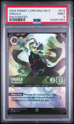 Lorcana Into the Inklands Ursula Deceiver of All Enchanted 212 PSA 9 Mint - Image 1