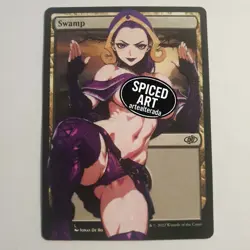 MTG Altered Art Card - Fight Ready Girl Spiced - Swamp - Magic the Gathering - Image 1