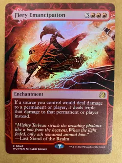 MTG 1x FOIL Fiery Emancipation 42 Wilds of Eldraine Enchanting Tales Magic x1 NM - Image 1