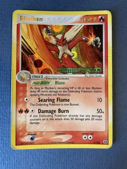 VTG-Pokemon TCG - Blaziken 1/106 - Rare Holo STAMPED - EX Emerald - MP/HP - 2005 - Image 1