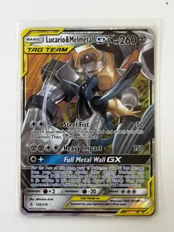 Pokemon Lucario and Melmetal GX SM Unbroken Bonds Card 120/214 Tag Team - Image 1