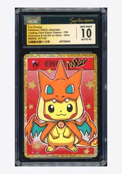 Pokemon CGC 10 GEM MINT AUTO 10 Fire Energy Holo Msing 2023 #FIR CLL Japanese - Image 1