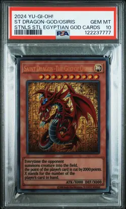 2024 YU-GI-OH! STAINLESS STEEL GOD CARDS SAINT DRAGON THE GOD OF OSIRIS PSA 10 - Image 1