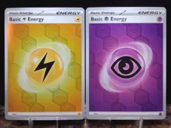 Lightning Energy 004 & Psychic Energy 005 SVEEN Reverse Holo Pokemon Cards - Image 1
