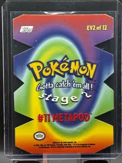 Metapod Stage 2 Die Cut Embossed card EV2 of 12 / 2000 TOPPS Pokemon #11 - Image 2
