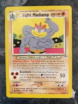 Pokemon TCG Light Machamp Neo Destiny Card 25/105 Unlimited Rare NM condition - Image 1
