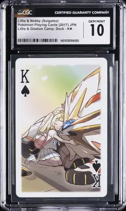 2017 POKEMON PLAYING CARDS LILLIE & SOLGALEO KING OF SPADES CGC 10 GEM MINT - Image 1