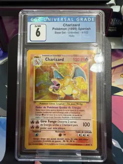 CGC 6 Spanish Base Set Charizard 4/102 Unlimited Holo Pokemon Card WOTC Vintage - Image 1