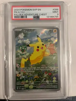 PSA 9 Pikachu Black Star Promo 88 Paldea Adventures Chest Pokemon Card NM/M TCG - Image 1