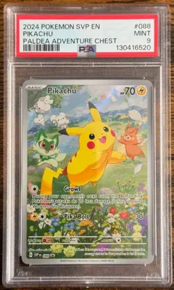 PSA 9 Pikachu Black Star Promo 88 Paldea Adventures Chest Pokemon Card NM/M TCG - Image 1