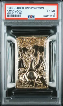 1999 BURGER KING POKEMON GOLD CARDS CHARIZARD PSA 6 - Image 1