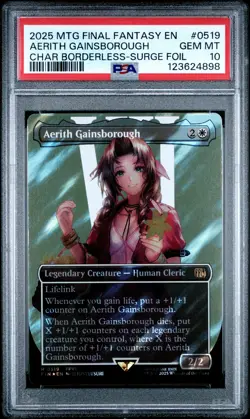 4898 Aerith Gainsborough 2025 MTG Final Fantasy #0519 Surge Foil PSA 10 - Image 1