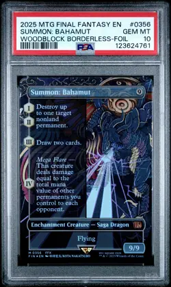 4761 Summon: Bahamut 2025 MTG Final Fantasy #0356 Woodblock Foil PSA 10 - Image 1