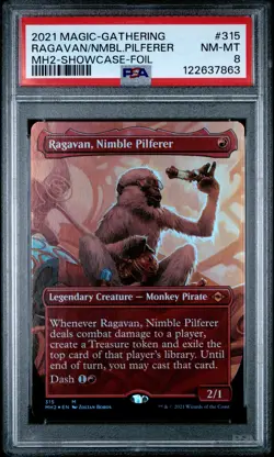 2021 MTG MODERN HORIZONS 2 SHOWCASE FOIL #315 RAGAVAN, NIMBLE PILFERER PSA 8 - Image 1